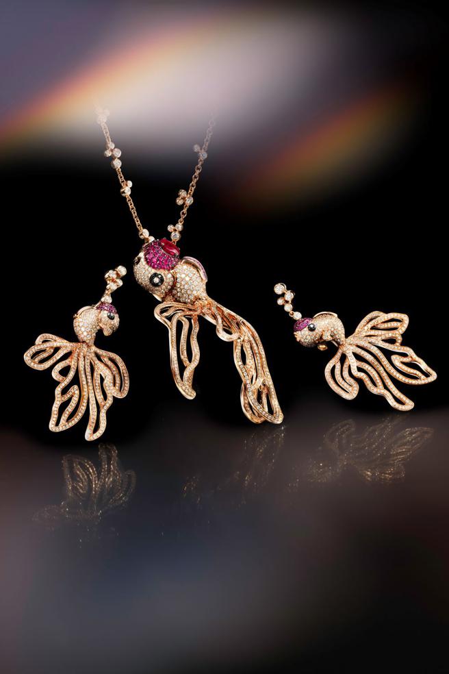 Qeelin可爱金鱼造型的Qin Qin珠宝系列。（Qeelin提供）