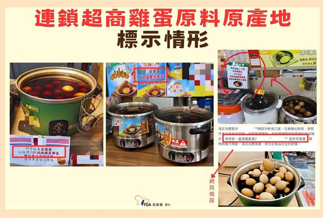 食品药物管理署宣布，针对茶叶蛋等「实质转型」蛋制品，优先辅导8家连锁超商超市试办标示鸡蛋原料产地，为期6个月。（食药署提供）