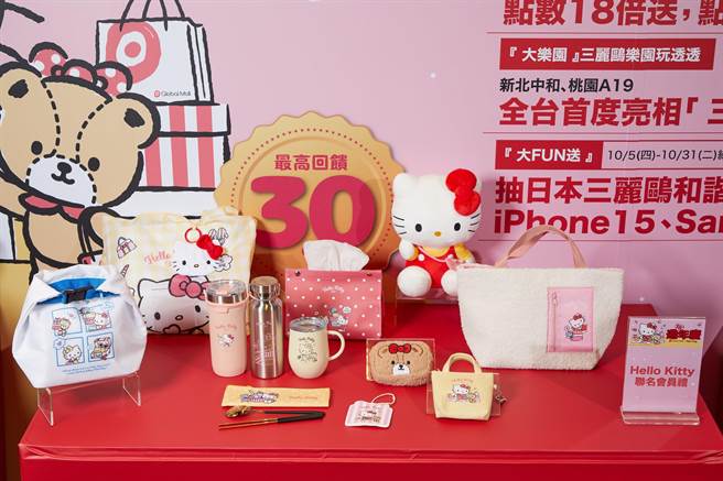 Global Mall今年18周年庆推多款Hello Kitty联名会员礼。（Global Mall提供／朱世凯台北传真）