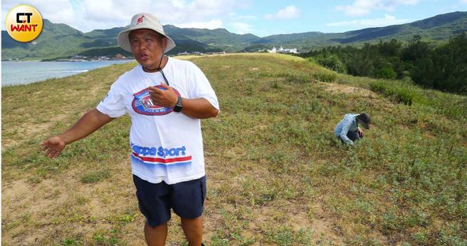 龙门沙滩多项植物因观光客採摘而损失惨重，里长吴世扬呼吁大家「除了垃圾，什么都别带走。」（图／黄鹏杰摄）