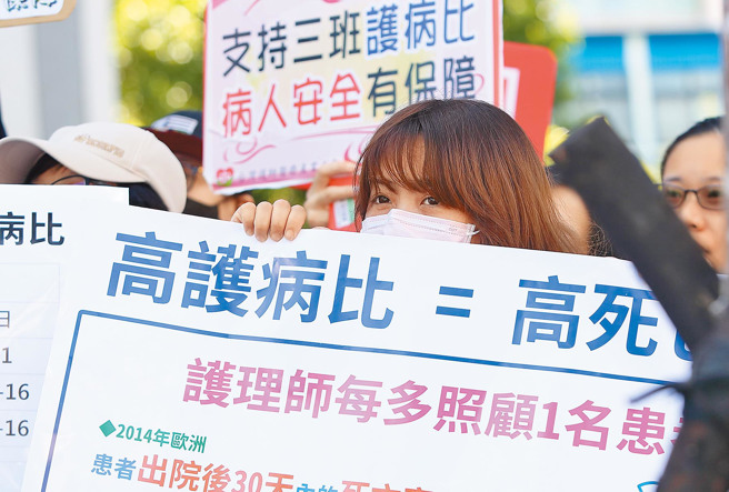 图为2018年台湾护理师医疗产业工会前往卫福部抗议。（本报资料照）