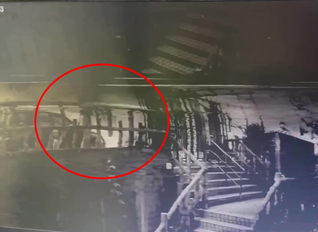 周妇出言要求「把狗牵好」，导致施女心生不满，将周妇推倒后连踹4脚。（翻摄画面）