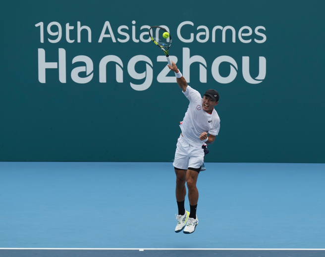 台湾网球好手许育修在ATP上海大师赛会内赛首轮获胜。（资料照／中华奥会提供）