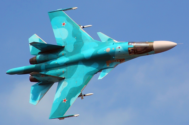 俄軍首次使用了Kh-38ML空對地雷射導引飛彈，並由Su-34發射，而負責標定目標的平台是「海鷹」無人機。（UAC, Obyedinyonnaya Aviasroitelnaya Korporatsiya）