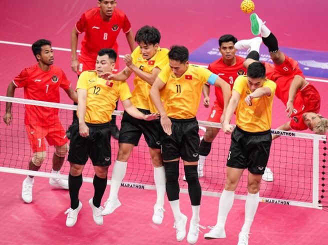 杭州亚运藤球比赛。（新华社）