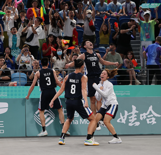 中華隊在亞運籃球3對3男子組奪金。（中華奧會提供）