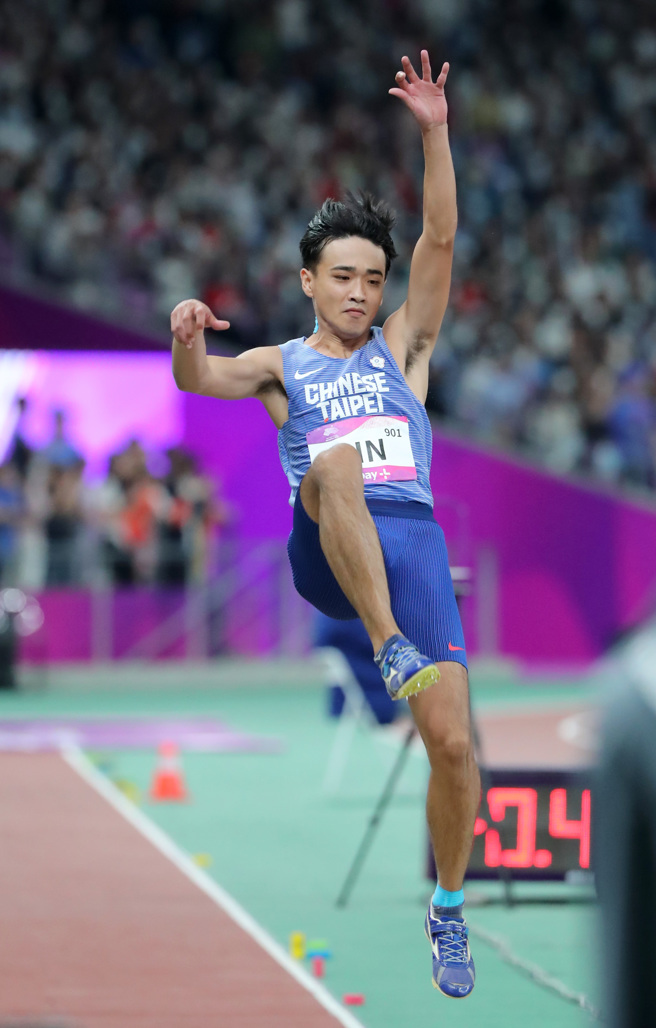 跳远选手林佳兴。（郑任南摄）