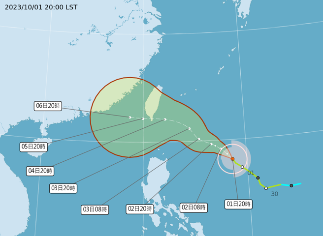 气象署预测小犬路径再度北修。（翻摄自气象署）
