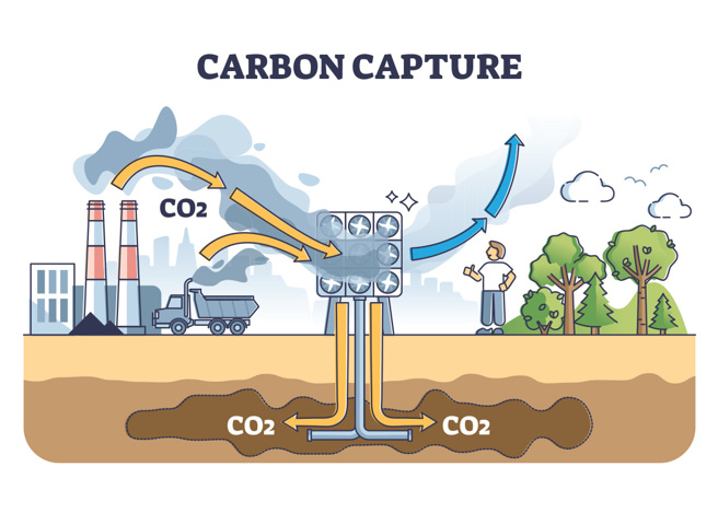  碳封存將二氧化碳，以高壓液化的形式灌入地底，地底會緩慢的進行礦物化作用，形成穩定的碳酸鹽。(圖/greenrecruitmentcompany)