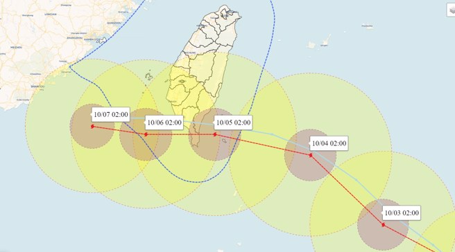 小犬颱风中心可能在周四通过恒春半岛。(翻摄自彭启明脸书)