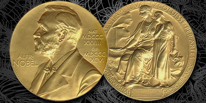 諾貝爾生醫獎的金幣模樣，一面是諾貝爾的側像，另一面是女神正從泉水中盛裝一碗水，為受苦的女孩解渴。(圖/NobelPrize.org)