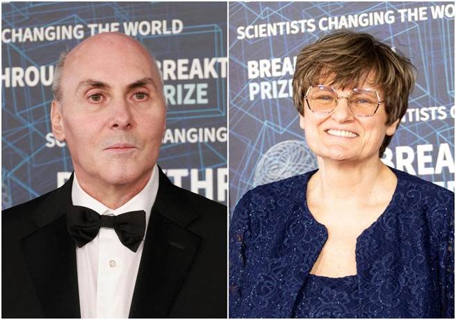 2023诺贝尔生医奖颁给2位研究mRNA关键技术的美国学者，分别为美国科学家魏斯曼（Drew Weissman，上图左）及匈牙利裔美籍生技科学家卡里科（Katalin Kariko，上图右）。（图／路透社）