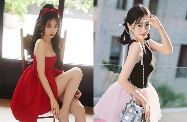 大陆女星虞书欣相貌姣好、风格多变，可以甜美也可以火辣。（图／微博）