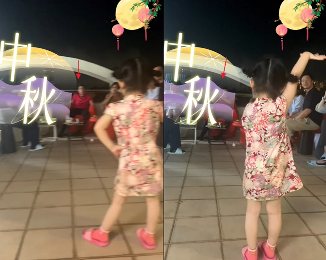 郭富城专心看小女儿Charlotte跳开花舞。（图／摘自方媛Instagram）