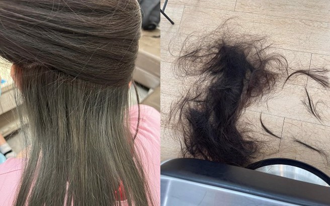 一名女国中生染髮、剪髮花了9800元，母亲指控髮廊进行到一半才报价，对此店家发声明澄清。（翻摄爆怨公社脸书）