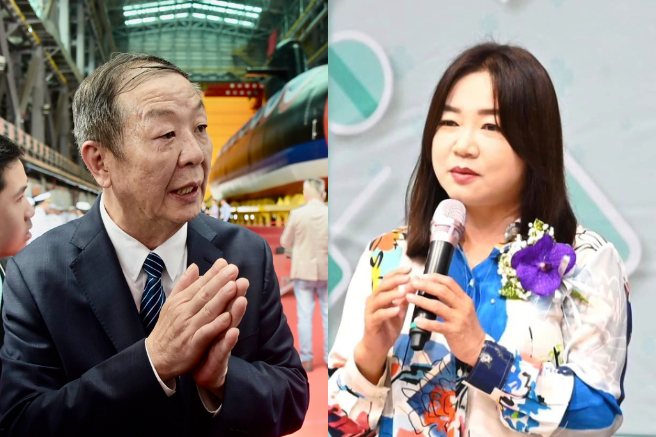 立委马文君（右）卷入国造潜舰风波，她反讽郭玺提不出证据，只会蹭热度，呼吁国造潜舰总召集人黄曙光（左）出来面对、讲清楚。 （合成图／中时资料照、马文君脸书）