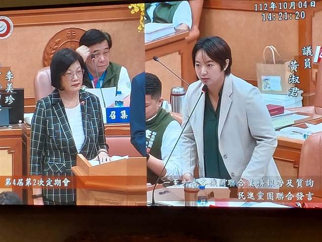 民进党新北市议员黄淑君今在议会质询指出，新北市社工缺额141人创下4年新高，社会局长李美珍回应，希望增加社工实习生与助理，有反映给中央。（陈慰慈摄）