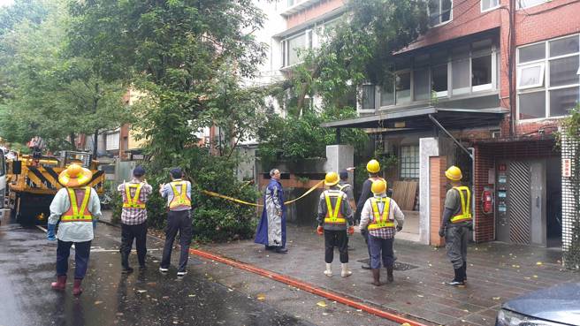 北市3小时2起路树倒塌  民宅窗户遭砸破无人伤（翻摄照片／林郁平台北传真）