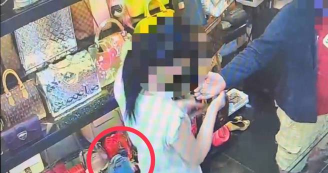 店家遭窃取之名牌水蓝色侧背包。（翻摄画面）