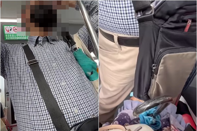 好噁！8旬翁「摇晃狂顶」逼她让博爱座，网怒：性骚扰无误。(翻摄脸书爆怨公社/网友提供)