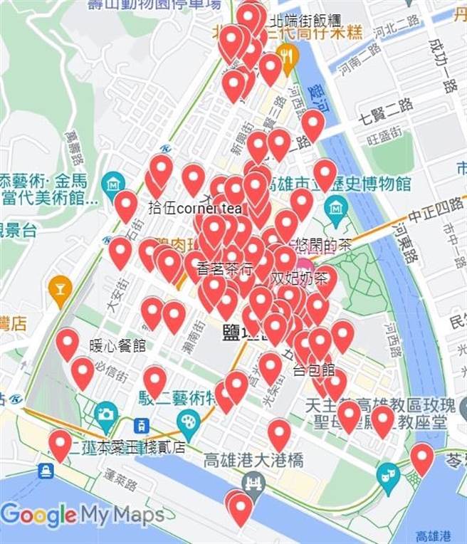 最新统计，目前盐埕区当地共有101家贩卖奶茶的商家，堪称百家争鸣。（盐埕研究所提供／袁庭尧高雄传真）