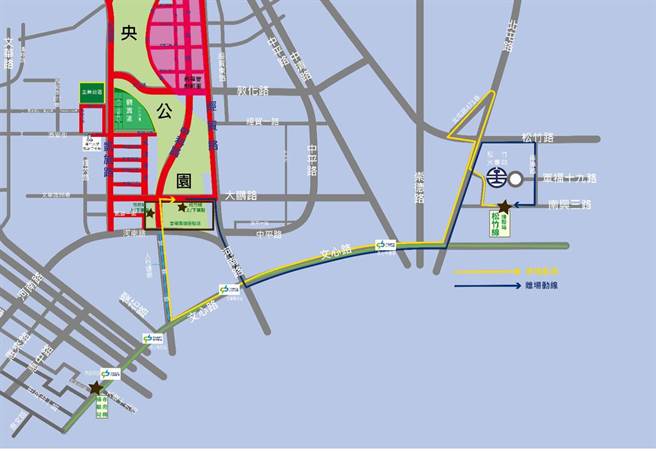 国庆焰火10日将于台中中央公园登场，警方6日提醒，会场周边除创研22、26等停车场外，将不提供小客车集中停放场域，呼吁民眾多利用大眾运输载具。（中市警五分局提供／潘虹恩台中传真）