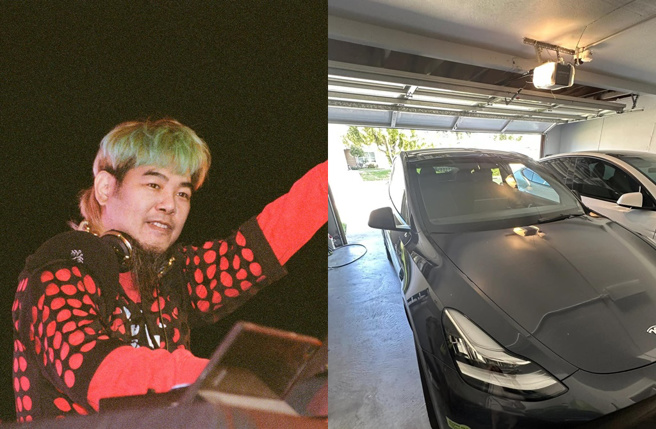 羅百吉女兒把別人特斯拉開回家。（圖／取自羅百吉臉書）