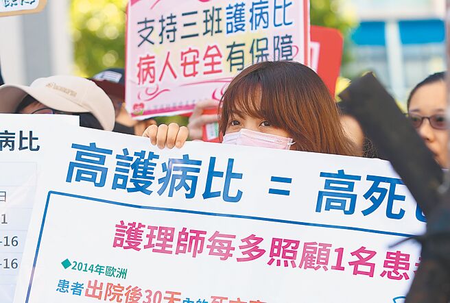 为解决护理人力荒，传行政院指示卫福部评估针对日班护理师可能的补助方案。图为过去护理人员为争取合理工作权益抗争。（本报资料照片）