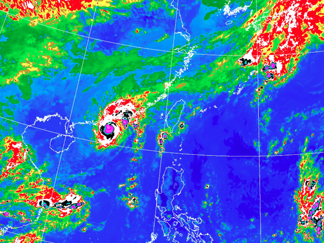 周六南海附近有低压发展，可能影响台湾天气。图为今日卫星云图，(翻摄自气象署)