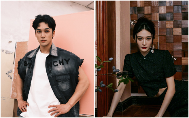 在《封神》饰演「纣王」费翔儿子的陈牧驰（左）最近与女星陈冰传出恋情。(图/陈冰、陈牧驰微博)