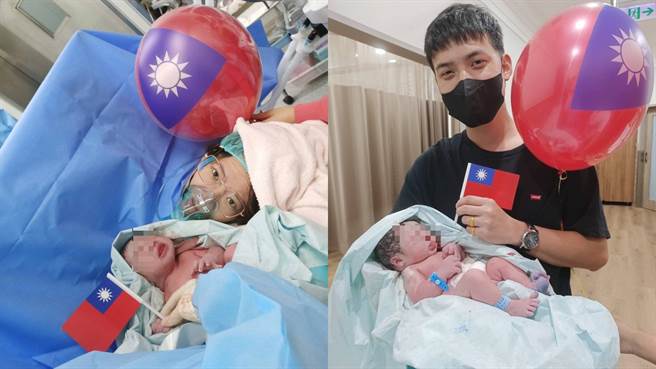 桃园市秉坤妇幼医疗平镇院区10日有位特别的新生儿男婴，在上午10时10分呱呱落地，成了名符其实的双十宝宝。（秉坤妇幼医疗提供／蔡明亘桃园传真）