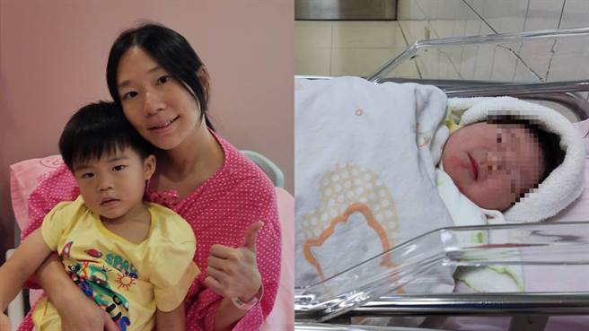 中坜宏其妇幼医院10日一名潘姓产妇顺利产下女婴，巧合的是，这名女婴的奶奶也是国庆日出生。（宏其妇幼医院提供／蔡明亘桃园传真）
