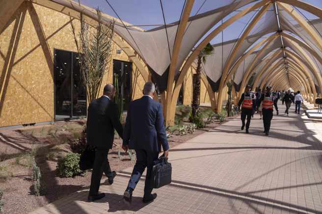 世界銀行（World Bank）與國際貨幣基金（IMF）今天在摩洛哥馬拉喀什（Marrakech）展開年度會議。（圖/美聯社）
