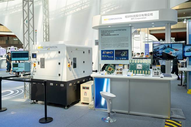 2023年台灣創新技術博覽會今登場，其中一館集結9家半導體上中下游廠商，秀出6大技術應用。在IC 封測部分，旺矽科技聚焦在晶圓級探針卡的技術應用，可提供一站式完備的測試方案(如圖)。(台灣創博會提供)
