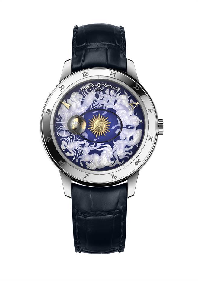 江诗丹顿哥白尼天体球2460 RT腕表，大明火珐琅重现「日心说」绘图。(Vacheron Constantin提供）