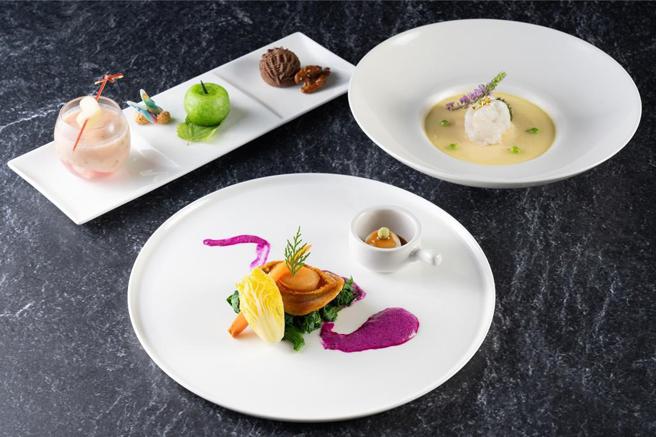 高雄义大皇家酒店20日及21日将推出「双星合璧星光晚餐」，结合分子料理及高级粤菜。图／高雄义大皇家酒店提供