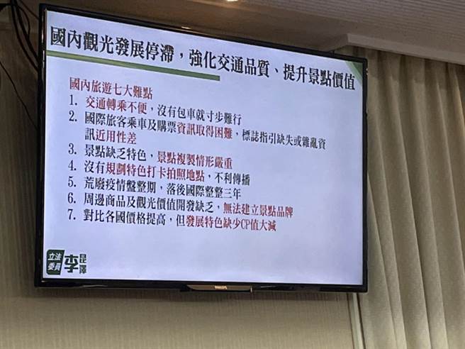 民进党立委李昆泽点出国内旅游七大难点。郑郁蓁摄影