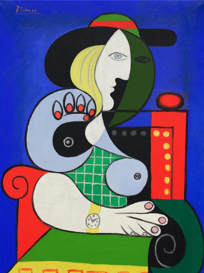 毕加索《戴手表的女人》11月将于纽约苏富比拍卖登场，预估成交价高达1.2亿美元以上。图／苏富比提供