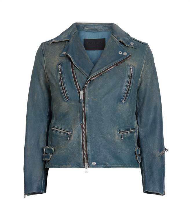 ALLSAINTS DREN 撞色騎士皮衣，2萬200元。（ALLSAINTS 提供／林欣儀台北傳真）