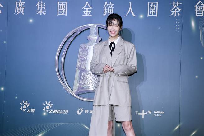 蔡淑臻出席公广集团金钟入围茶会。（罗永铭摄）