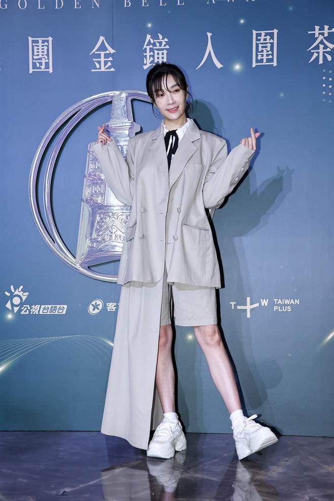 蔡淑臻出席公广集团金钟入围茶会。（罗永铭摄）