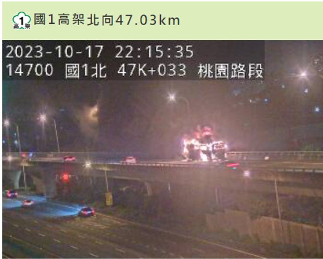 客運整輛陷入火海，已經全面燃燒。（翻攝國道1968）