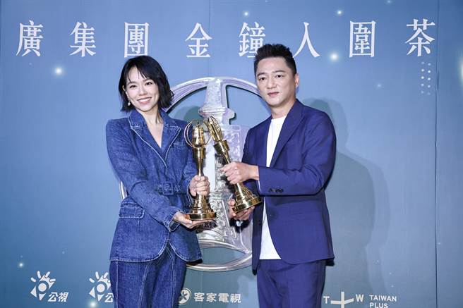 夏于乔、蓝苇华出席公广集团金钟入围茶会。（罗永铭摄）