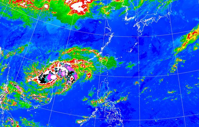 「三巴」颱風生成，預測朝北北西移動，對台灣天氣沒有直接影響，不過中南部地區水氣增多。（中央氣象署提供）