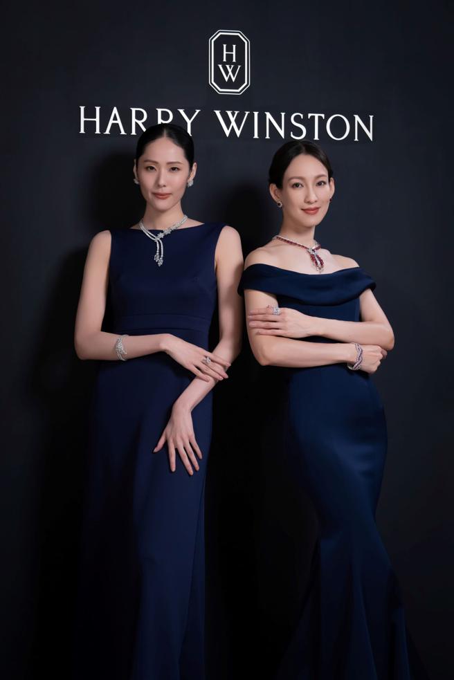 海瑞溫斯頓晶華店重新開幕，模特兒展示珠寶作品。（Harry Winston提供）
