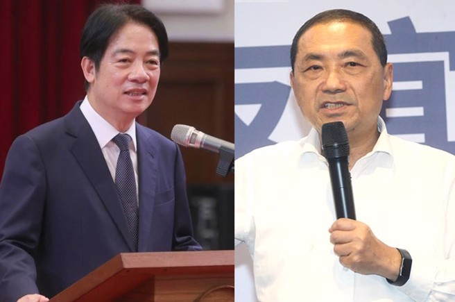 國民黨總統參選人侯友宜(右)針對台獨議題，直球逼問民進黨總統參選人賴清德(左)。(合成圖/總統府提供、資料照)