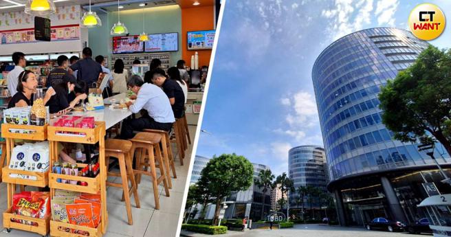 台塑總部搬遷至內湖新大樓，國內兩大超商看準龐大消費力，已搶先進入園區內開門市，中午時段超商內人潮滿滿，但願意離開園區消費的不算多。（圖／林榮芳攝）