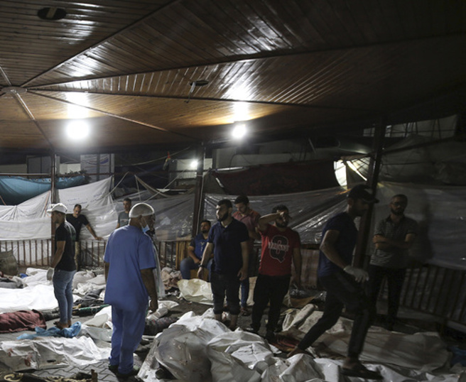 國會山莊（Capitol Hill）消息來源提供法新社一份美國非機密情報評估，估計阿里阿拉伯醫院（Al-Ahli Arab Hospital）17日晚間遇襲的死亡人數「介於100到300人之間」。(圖/ 美聯社)