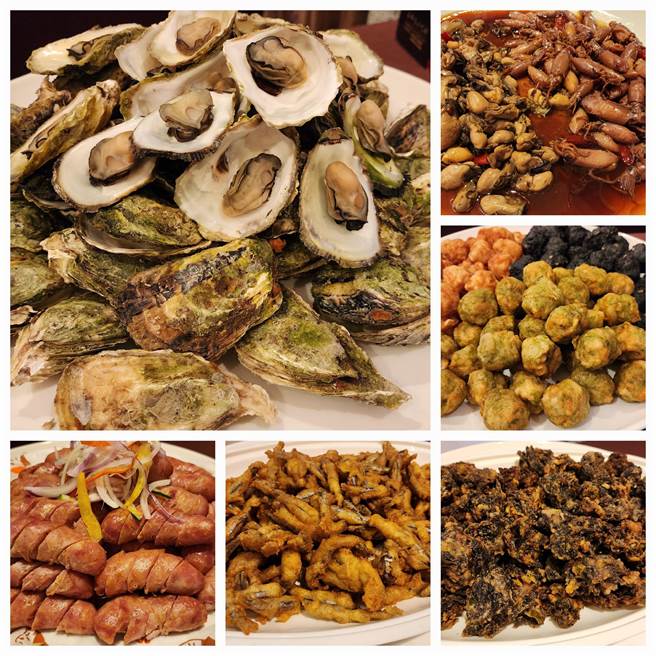 「菊岛跨海马拉松」沿途的海鲜美食补给有「痛风海鲜餐」之称。（许逸民摄）