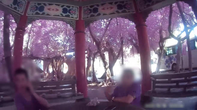 男子在公园巧遇好友叙旧，不切遇到警方盘查，他刚买完毒品就被抓。（翻摄画面）